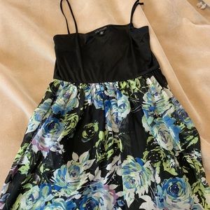 Thin strapped black and floral dress